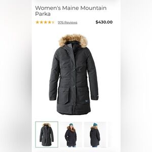 L.L. Bean Maine mountain down parka sz L large black